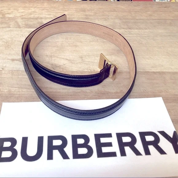 Burberry Black Leather 36/90 Waist Belt. - Picture 2 of 12